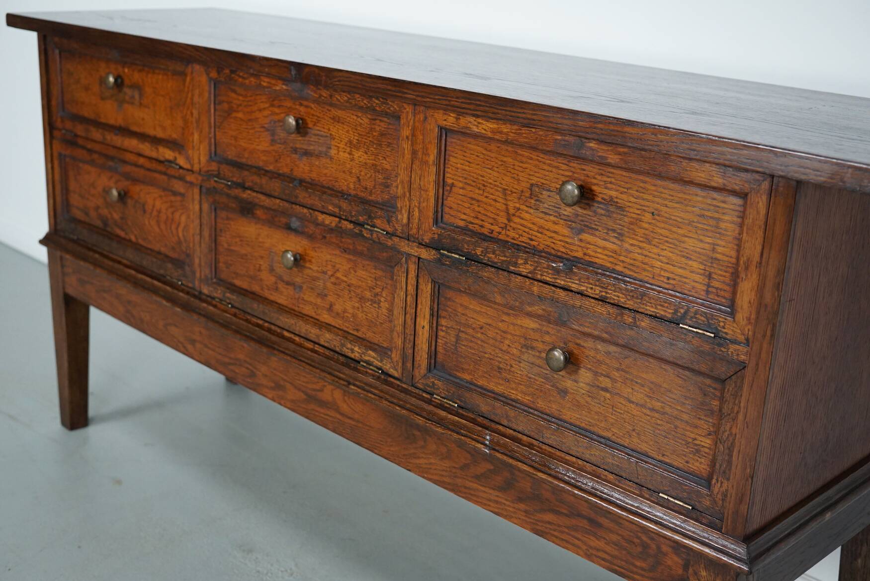 Antique French Oak Apothecary / Filing Cabinet Folding Doors, Early 20th Ce