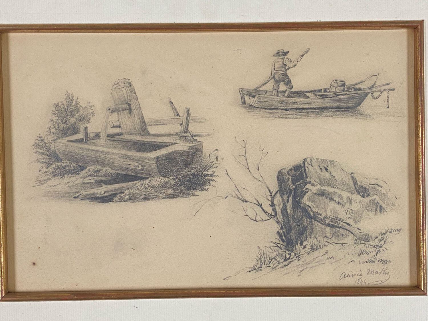 Dessin d’étude original à la mine de plomb signé daté 1844
