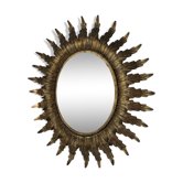 Miroir doré soleil fleuri ancien
