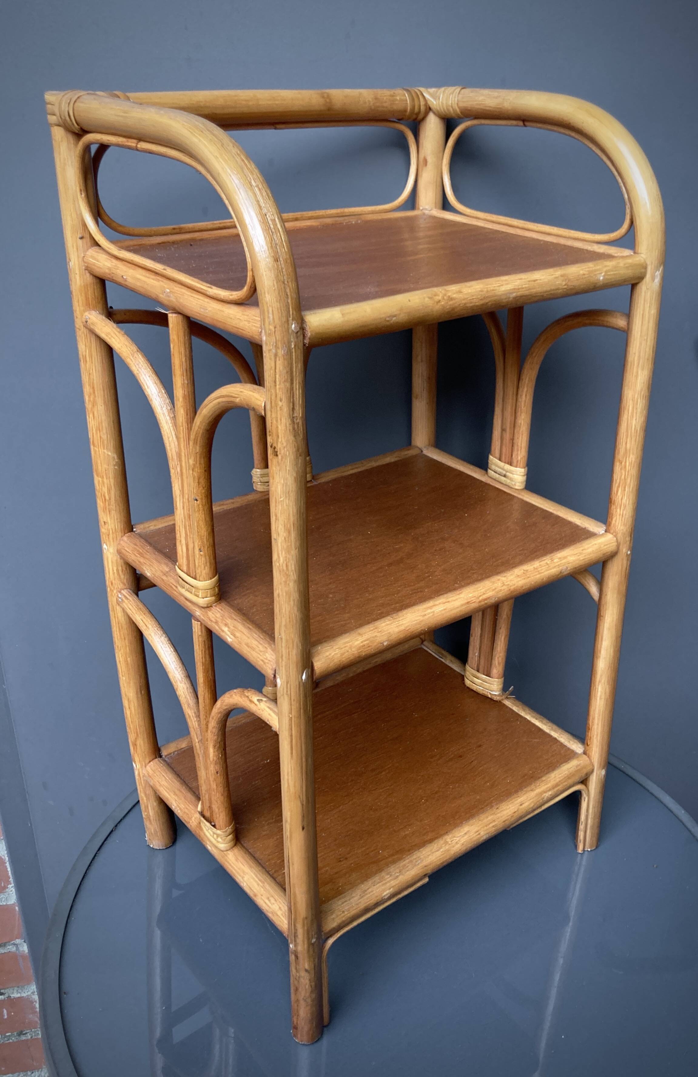Vintage 3-tier rattan shelf
