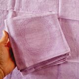 Antique tablecloths Adamascada tablecloth and 12 purple napkins
