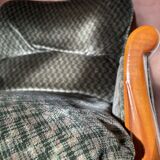 Set of 2 gray and green velvet armchairs