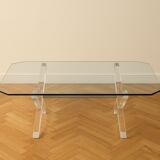 Designer coffee table in glass with an altuglass base.