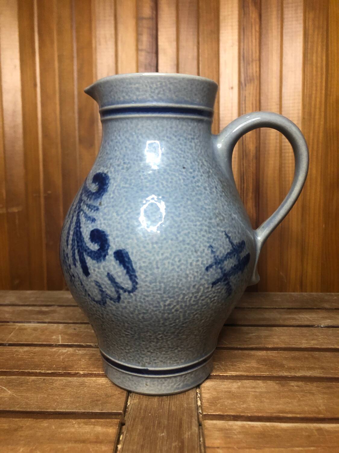 Old Blue Ceramic Pitcher Vintage Blue Decor