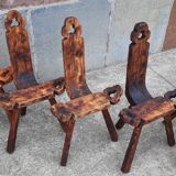 Set of 5 wooden tripod chairs