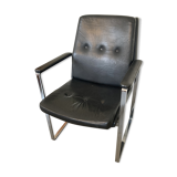 Armchair, office chair. Leather and chrome-plated steel. 1980