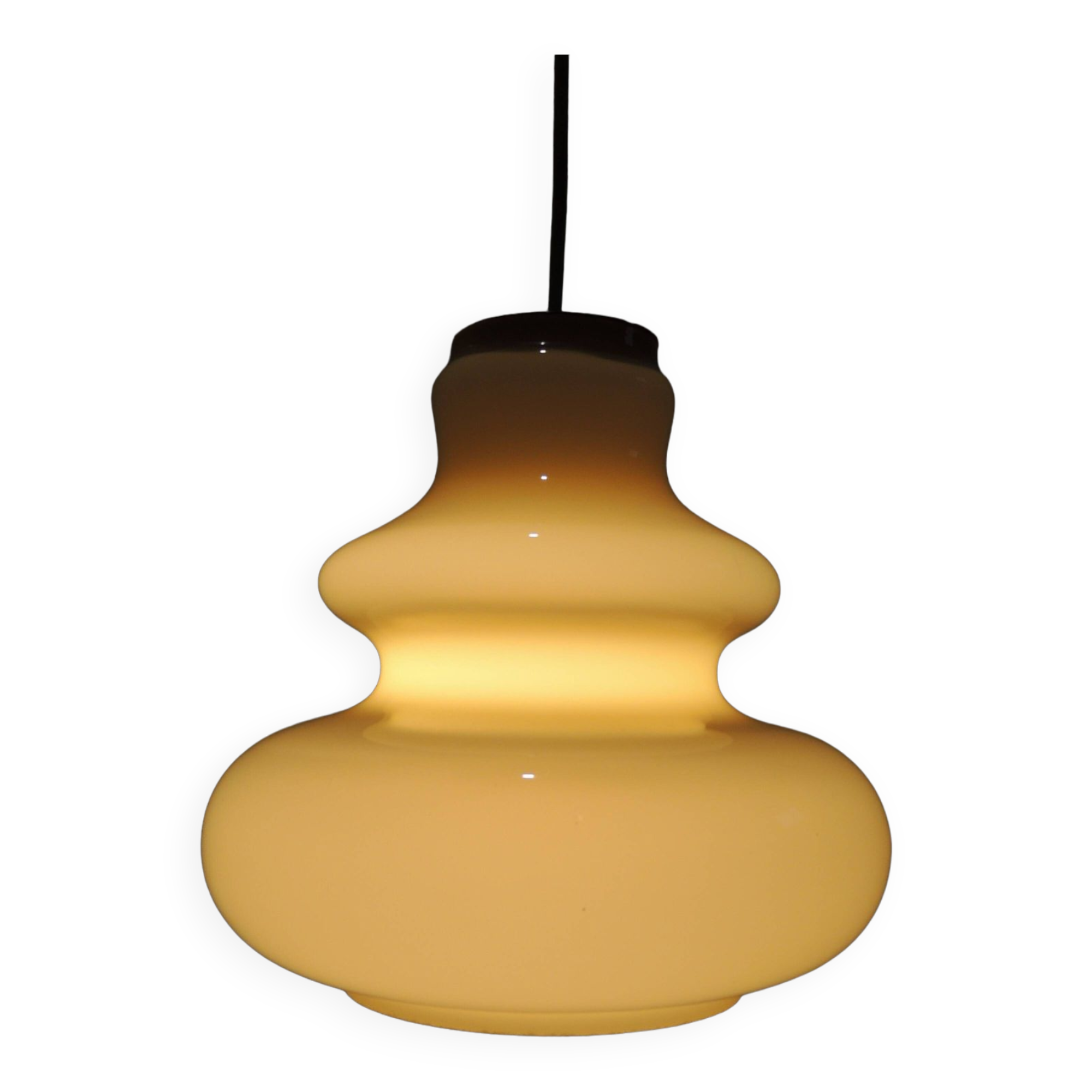 Suspension vintage en verre opalin de l'ère spatiale 1960