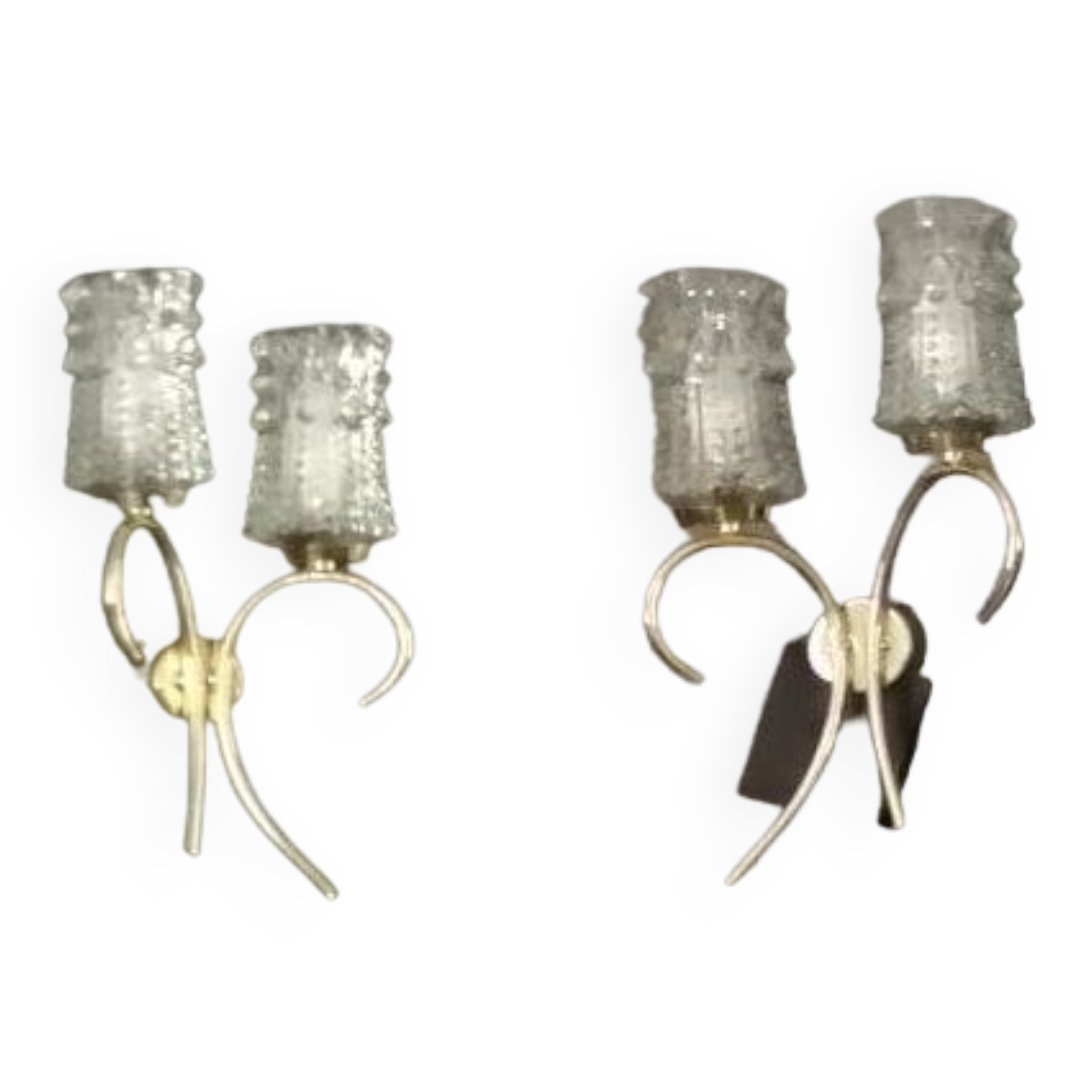 Pair of 50s wall lamps in gold gilded metal