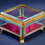 Jewelry box 1900 in beveled glass and brass
