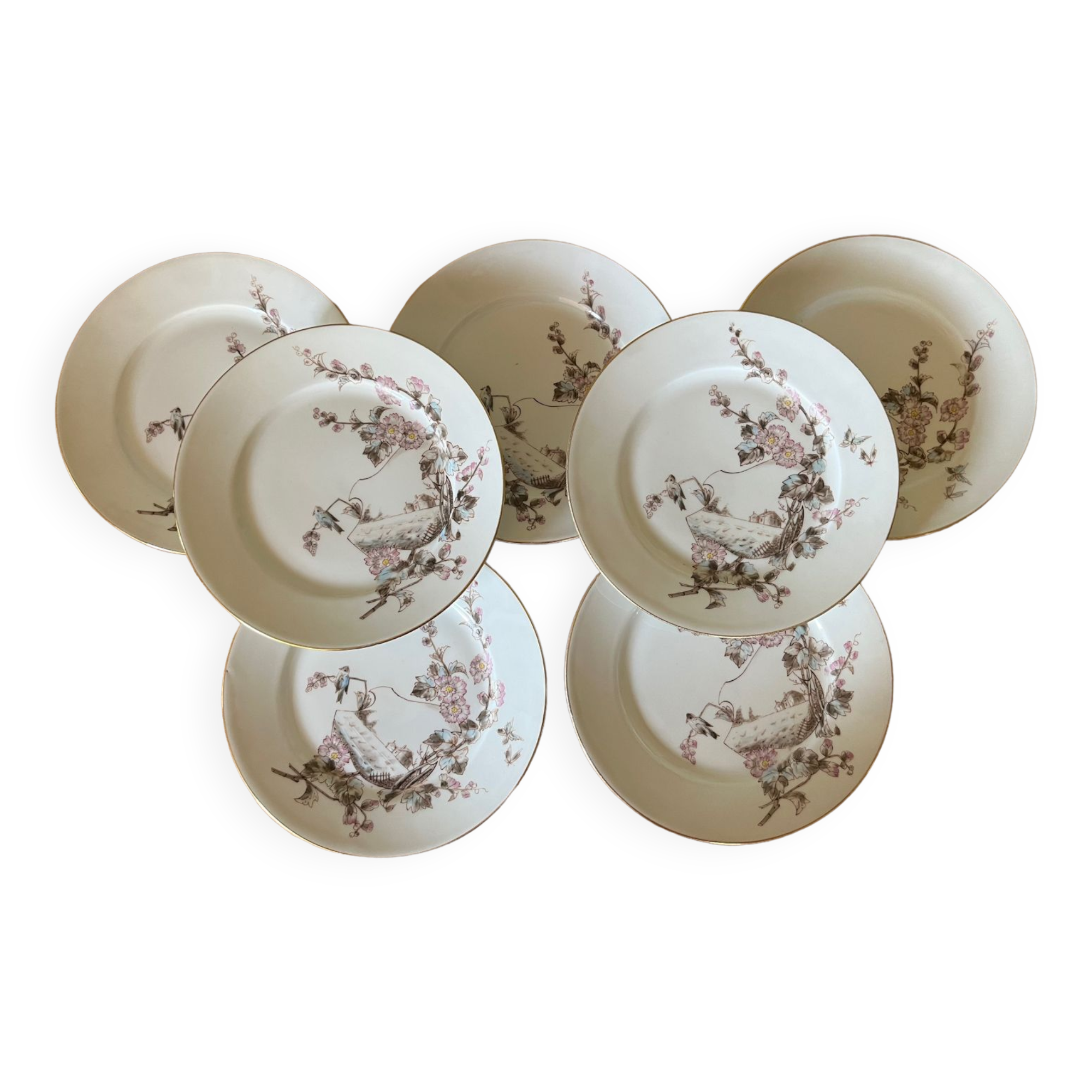 Assiettes à dessert peintes main