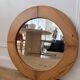Round Scandinavian pine mirror from the 1970s.