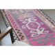 1970s Vintage Turkish Hand-Knotted Wool Cotton Pink Runner Rug 98x303