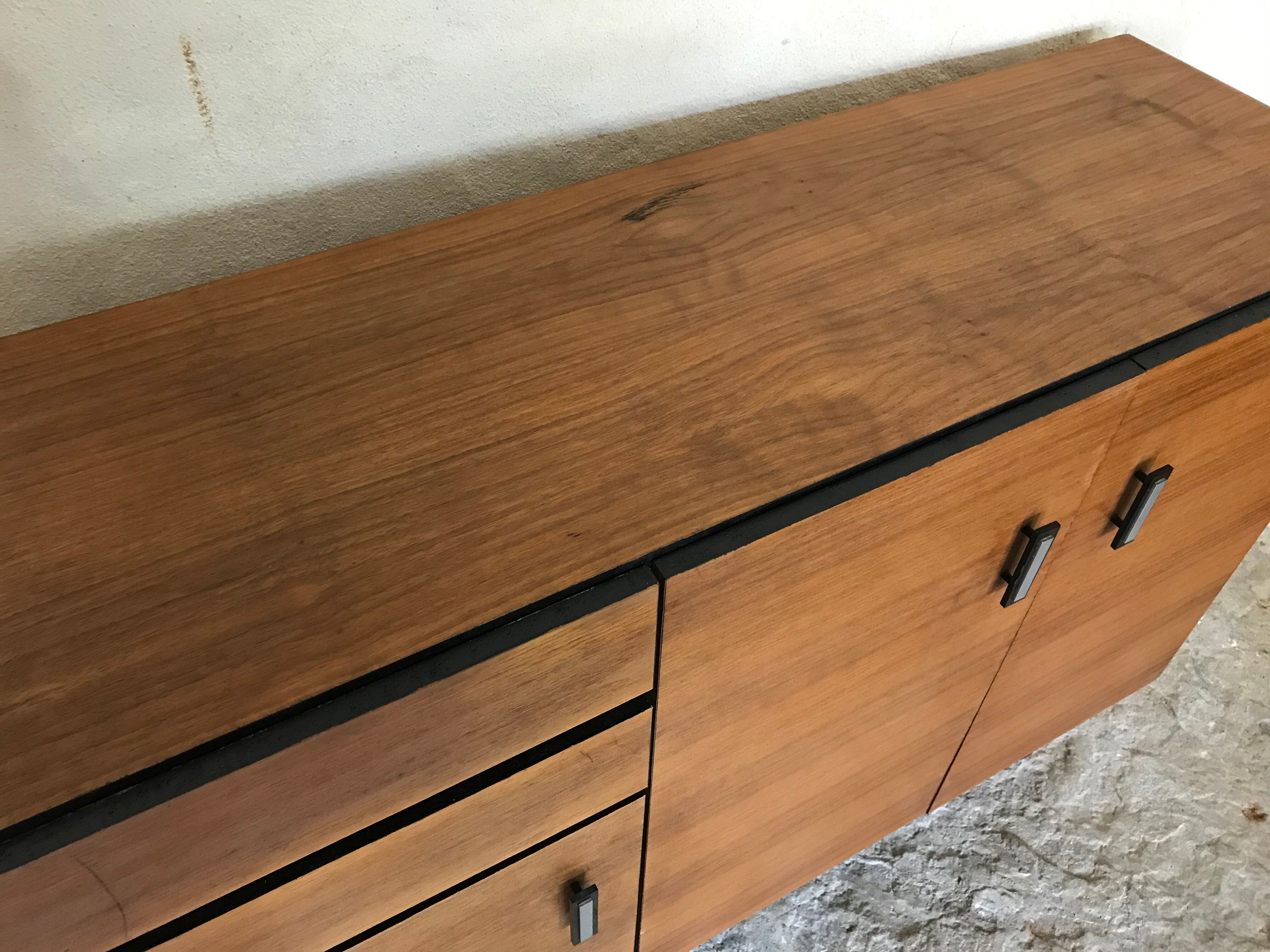 Vintage storage buffet cabinet 1960's 3 doors 2 drawers