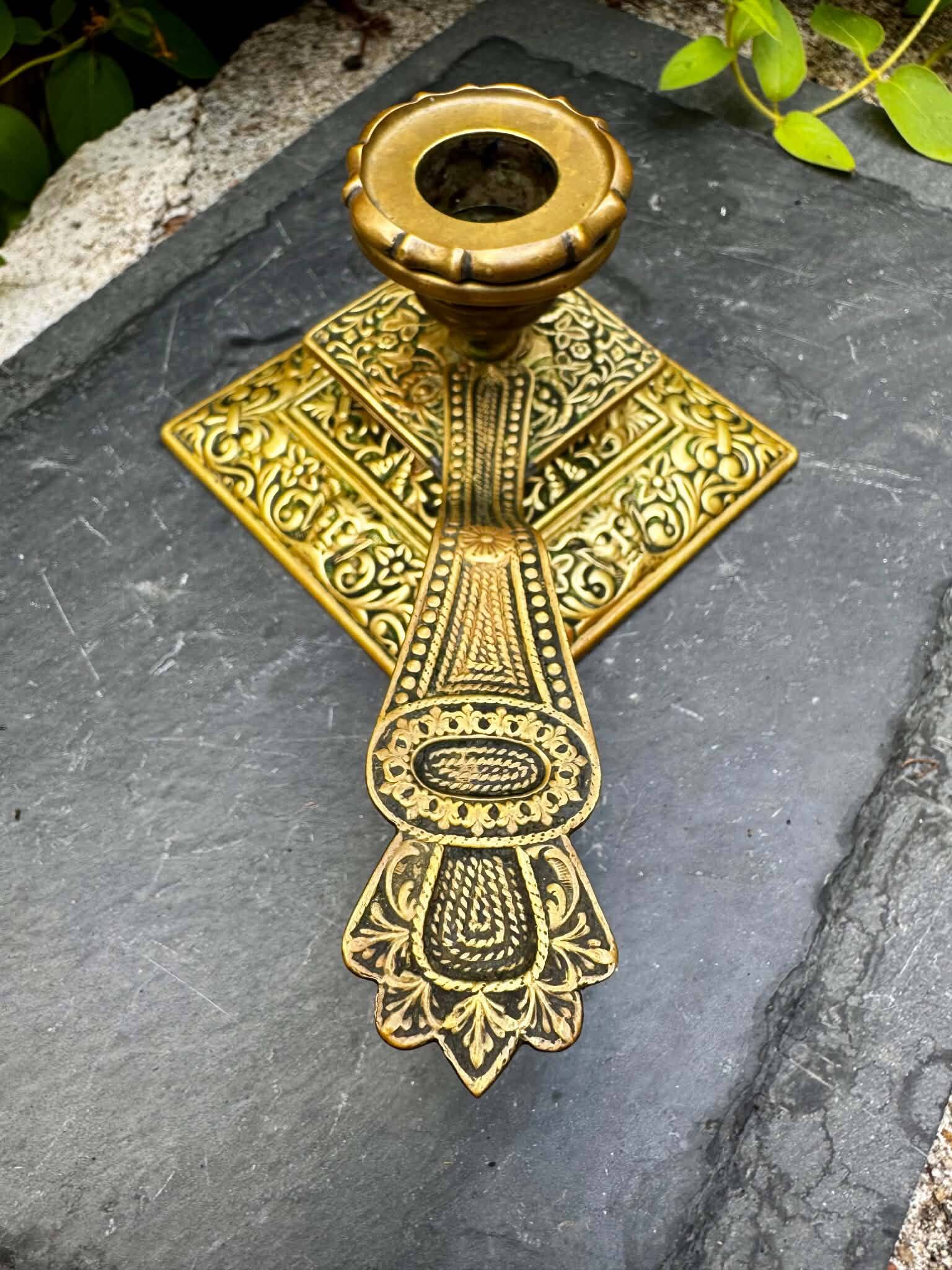 Large brass candlestick from the Art Nouveau period.