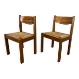 Pair of Regain house chairs in elm and straw