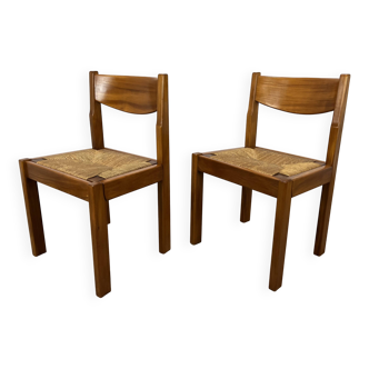 Paire de chaises maison Regain en orme et paille
