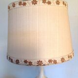 Alabaster lamp and ecru fabric lampshade / vintage 50s-60s