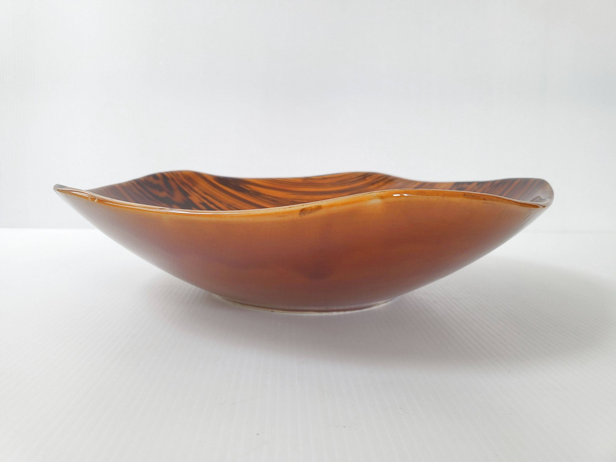Vintage cup dish Digoin Sarreguemines 1960 mahogany