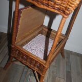 Furniture vintage 70 sewing basket in rattan and wicker
