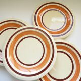 Set of 6 Vintage Earthenware Dessert Plates