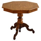 Danish Art Deco octagonal side table in birch with an inlaid top, 1940s.