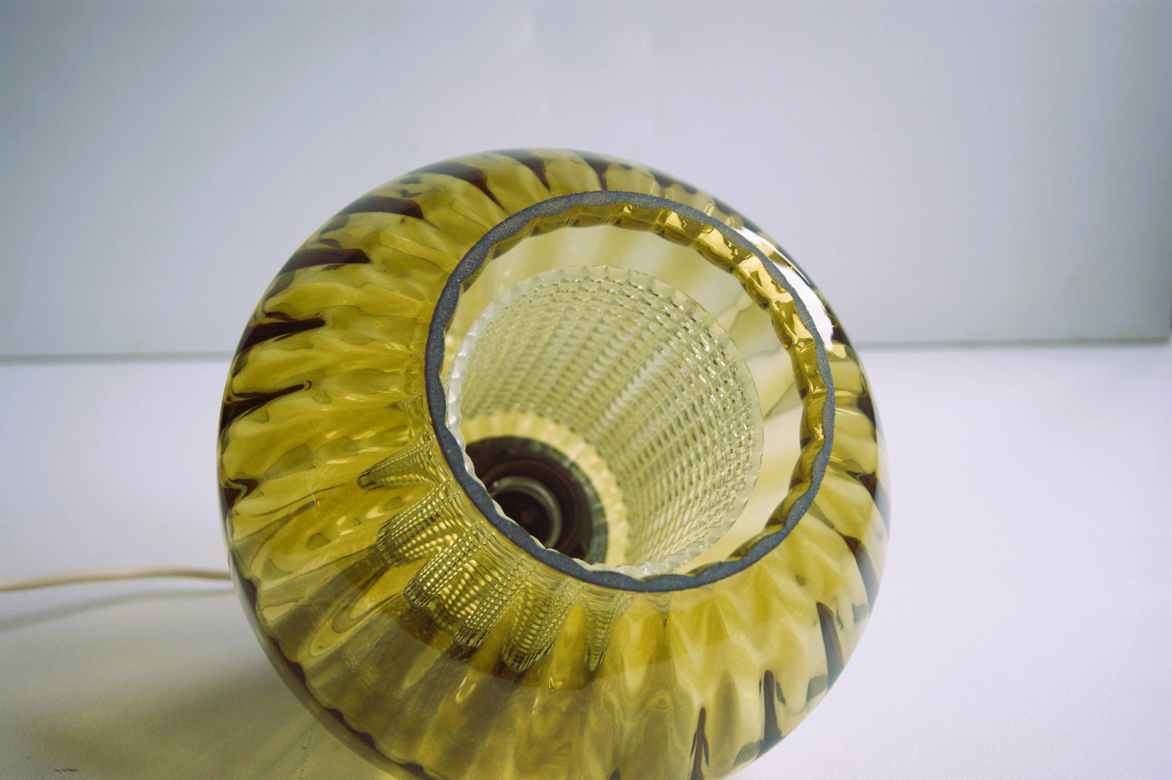 Vintage glass pendant in smoky green crystal with crystal cylinder  - design Carl Fagerlund Sweden