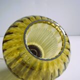 Vintage glass pendant in smoky green crystal with crystal cylinder  - design Carl Fagerlund Sweden