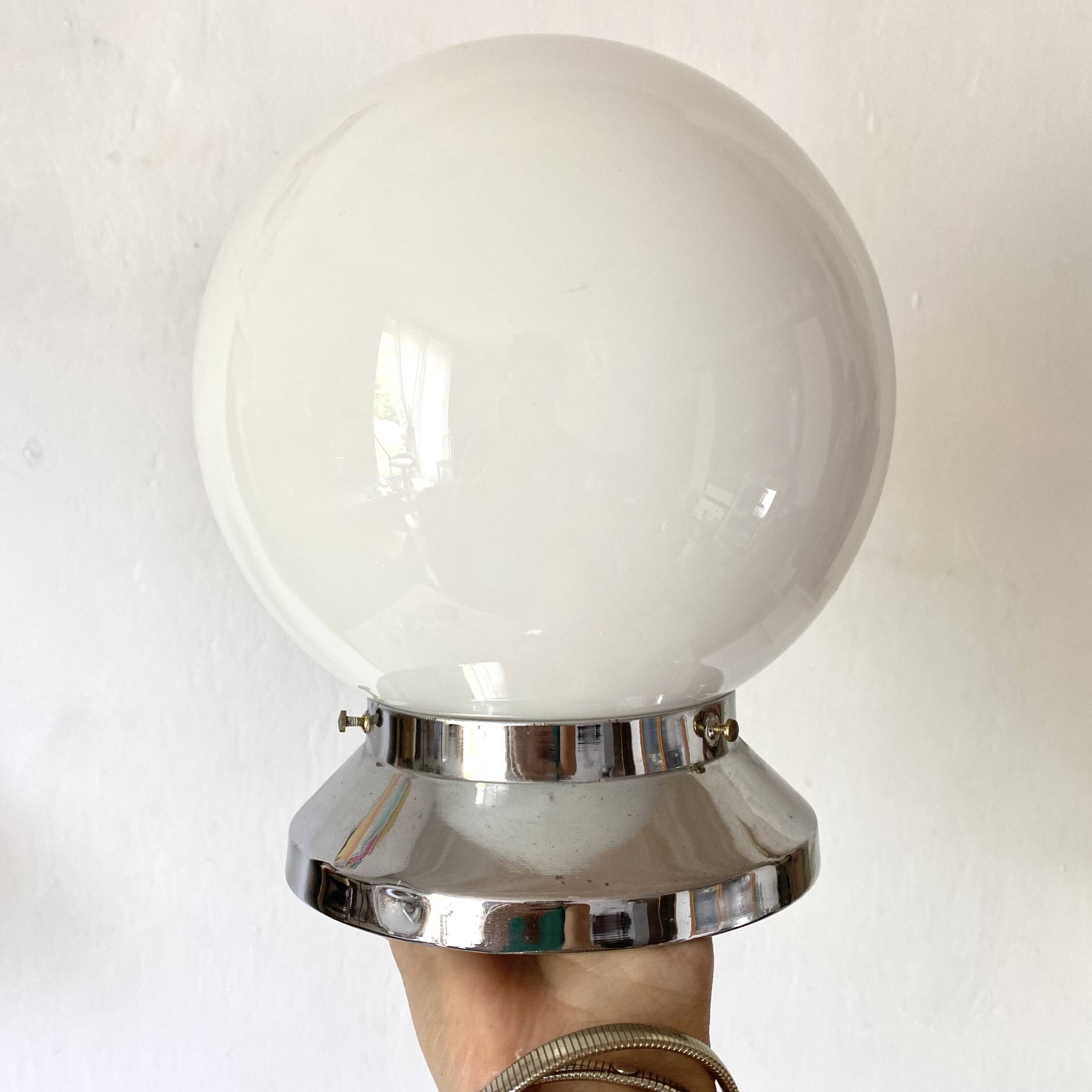 Luminaires & Lustres - GLOBE OPALINE BLANCHE Ronde Soufflée XIXe Pour Lustre Suspension Ancienne Deco Collection Lustre Ancien 1310738708