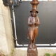 Wooden saddle with statuette, Breton figure, ancient and chiseled, Henri II style