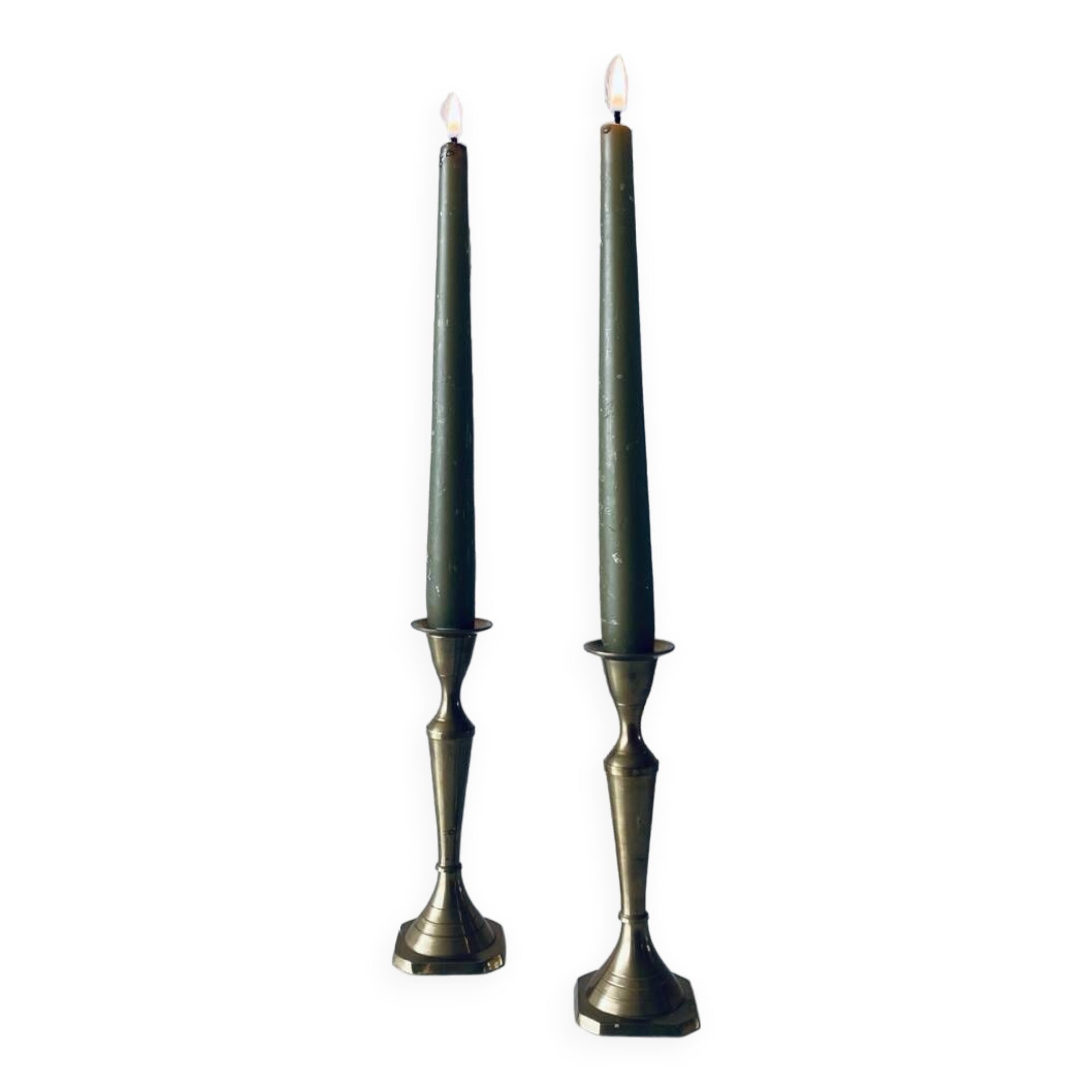 Pair of Indian brass candlesticks