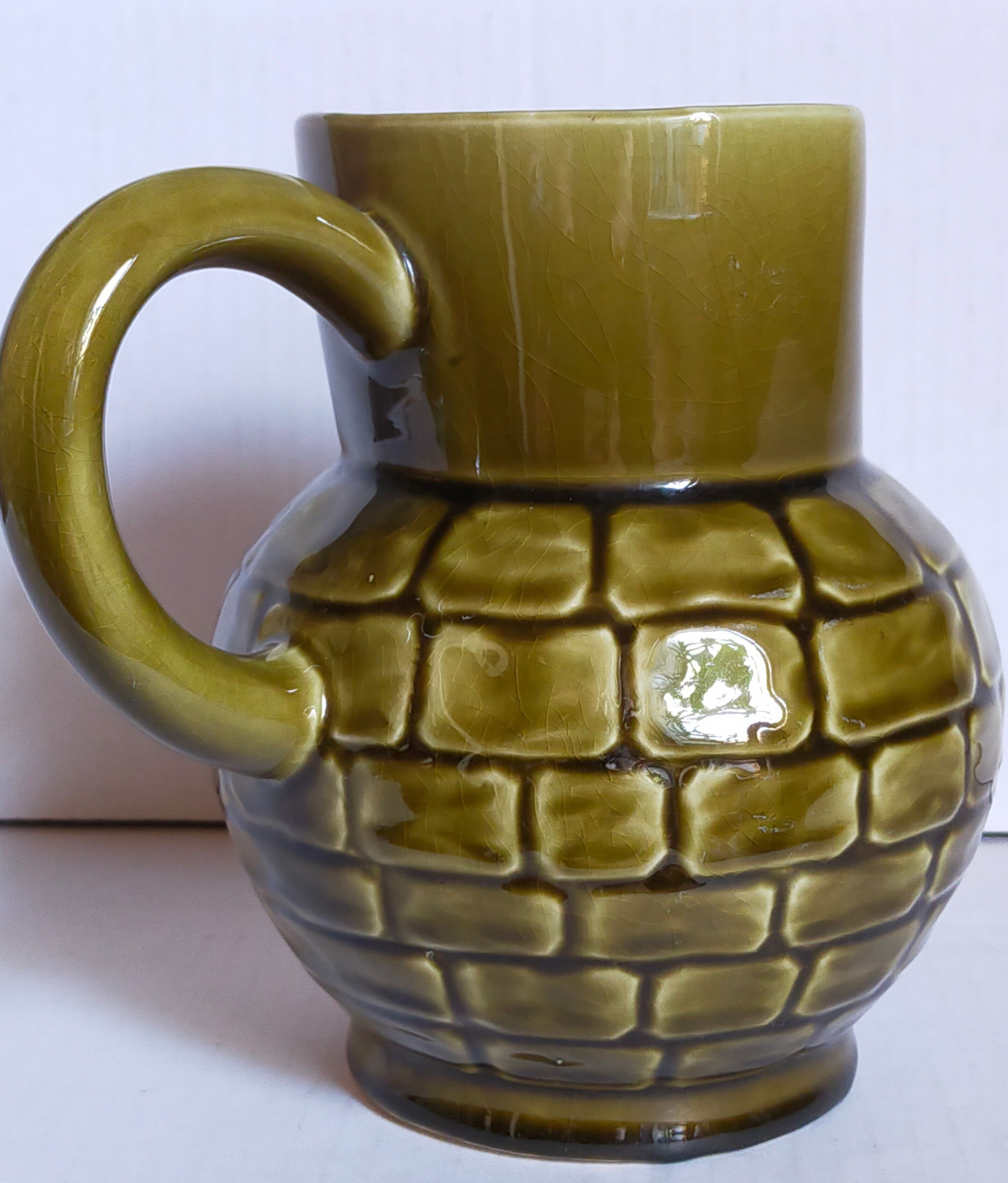 Bistro pitcher in vintage Sarreguemines earthenware
