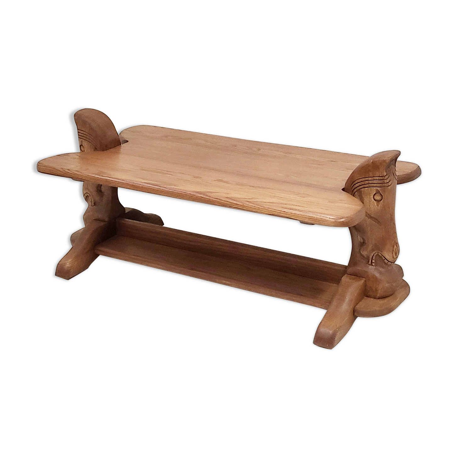 Vintage coffee table 1970 in solid oak