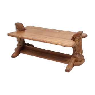 Vintage coffee table 1970 in solid oak
