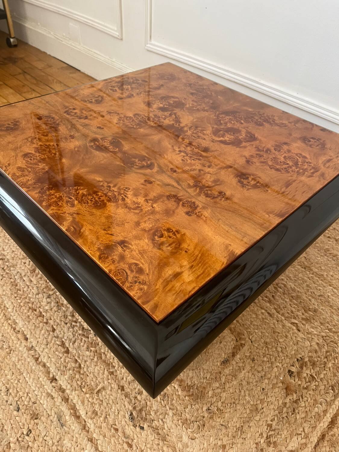 Vintage 70s elm burl coffee table