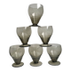 Ensemble de 6 petits verres à vin design art déco en verre fumé années 30-40