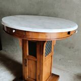 Marble and green stained glass side table