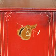 Hand-painted Victorian pine commode featuring a horse and jockey.