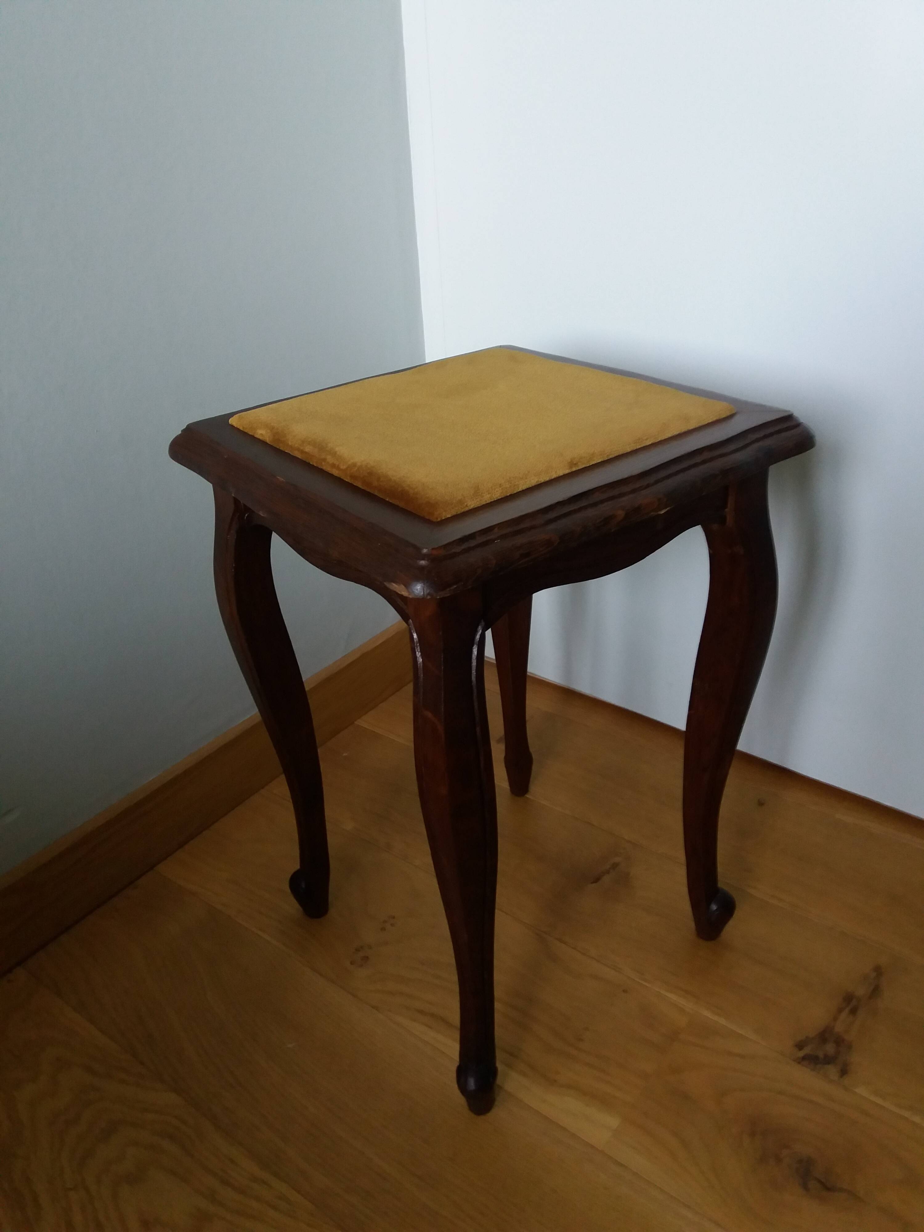 Wooden and velvet stool