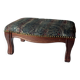 Small foot stool made of wood with upholstery, vintage from the 70s