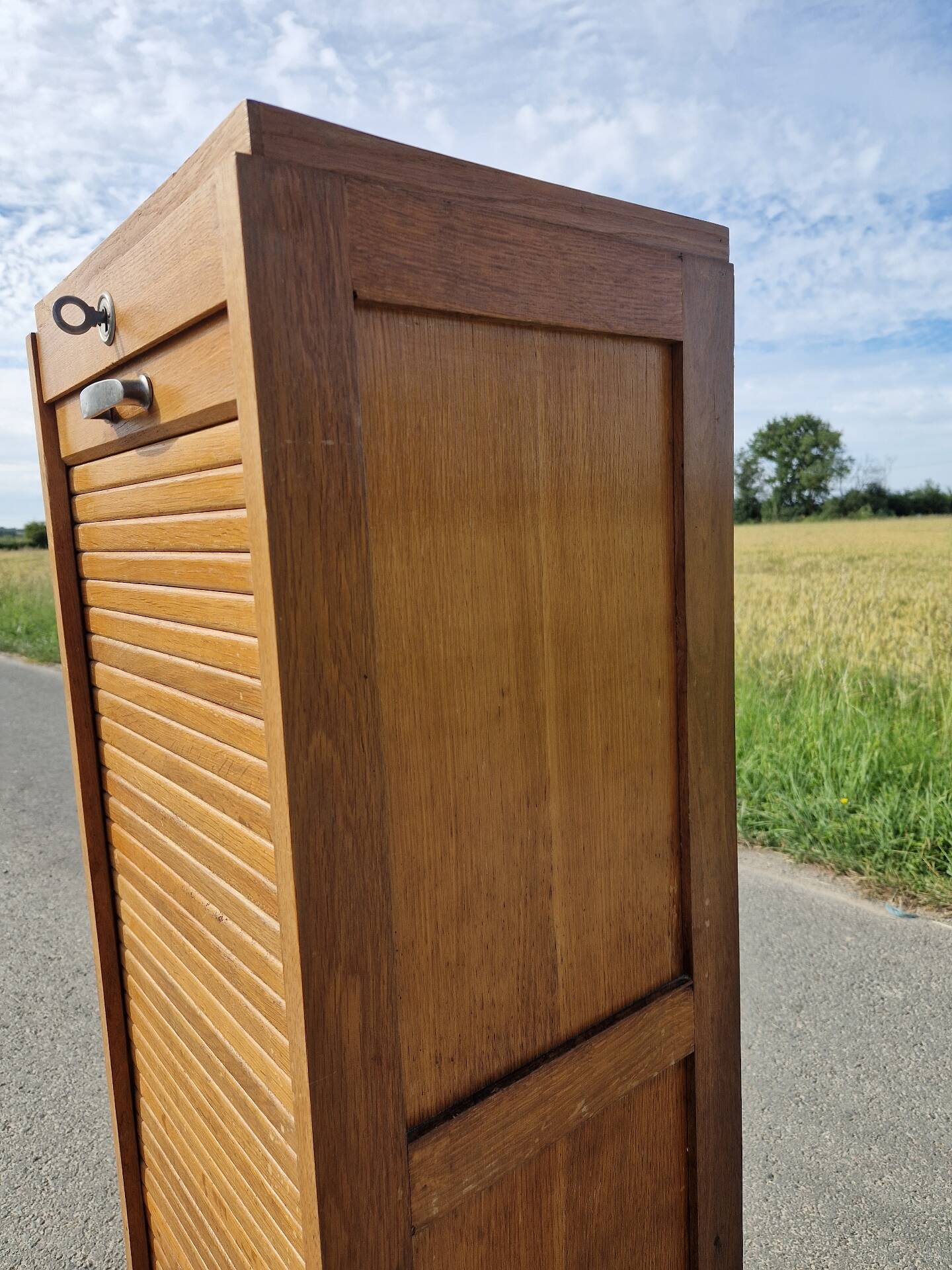 Art Deco filing cabinet with curtain 120 cm