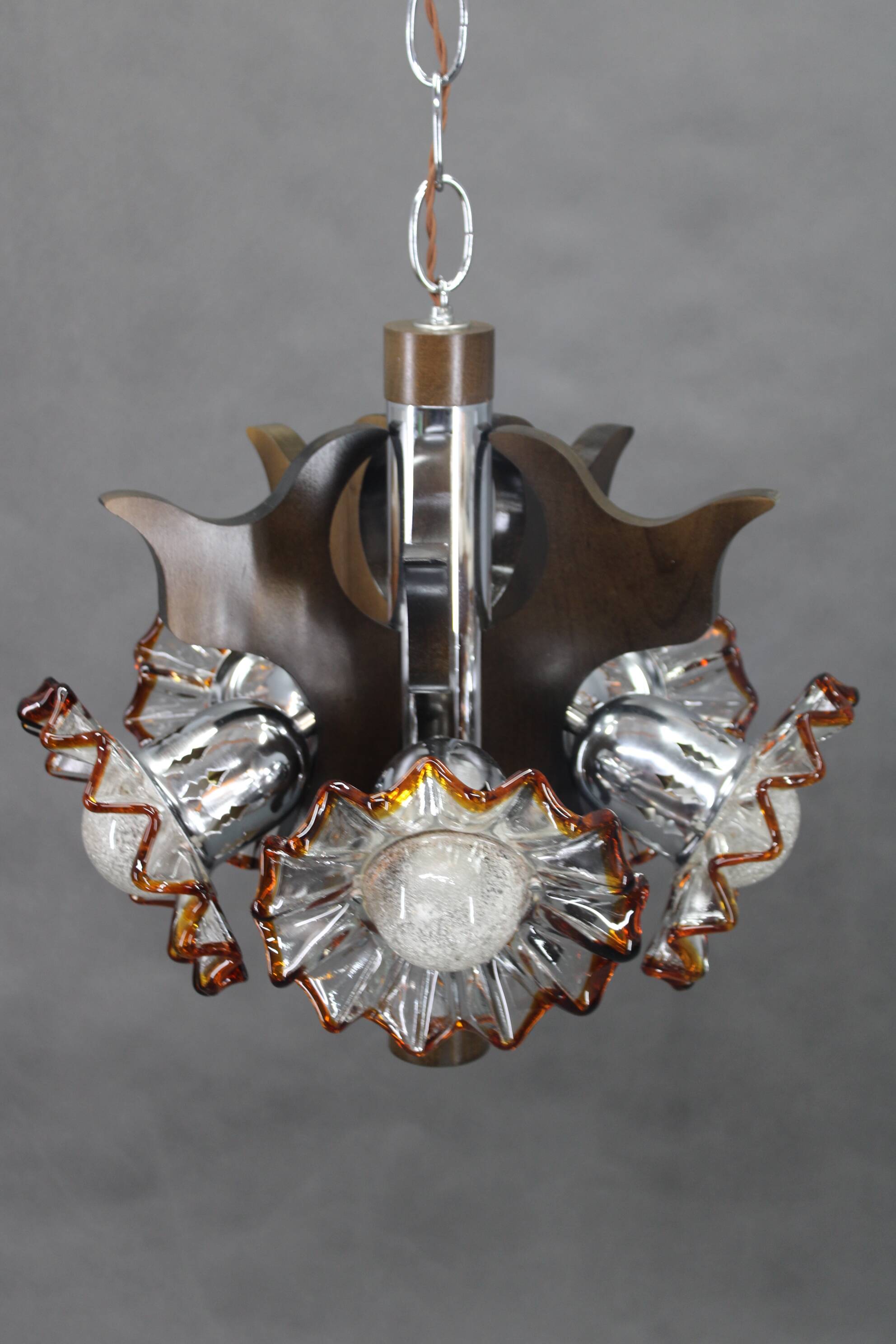 1970s Chandelier with Murano Glass Shades,Italy