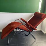 Relax armchair / chrome and velvet lounge chair produced by Lama 1970
