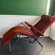 Fauteuil Relax / chaise longue chrome et velours édité par Lama 1970