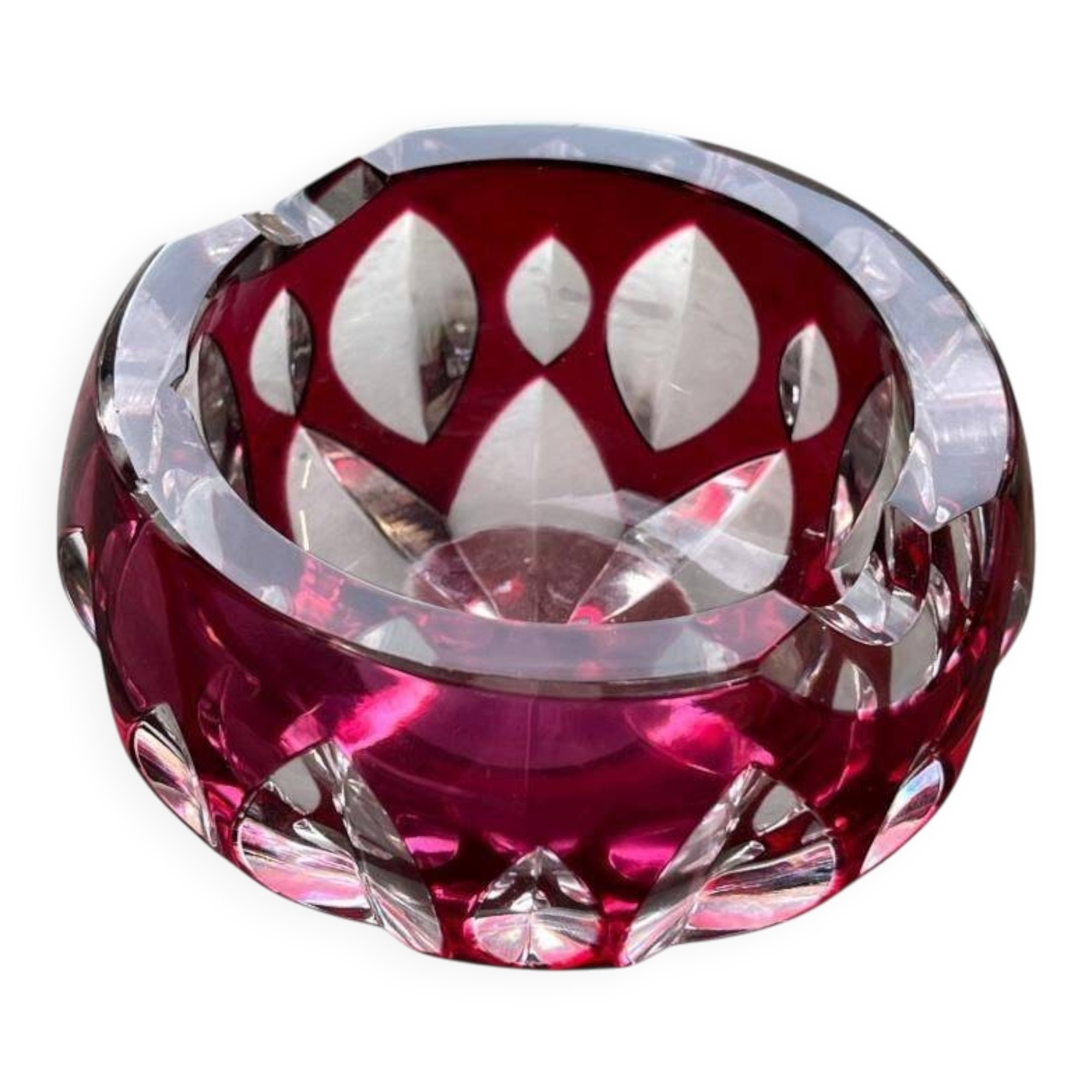 Ruby crystal ashtray Val Saint Lambert Vintage