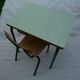 Small school table in wood, metal and formica - chair, vintage 70s