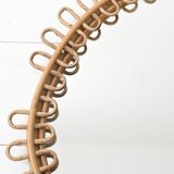 Vintage oval mirror in rattan and bamboo