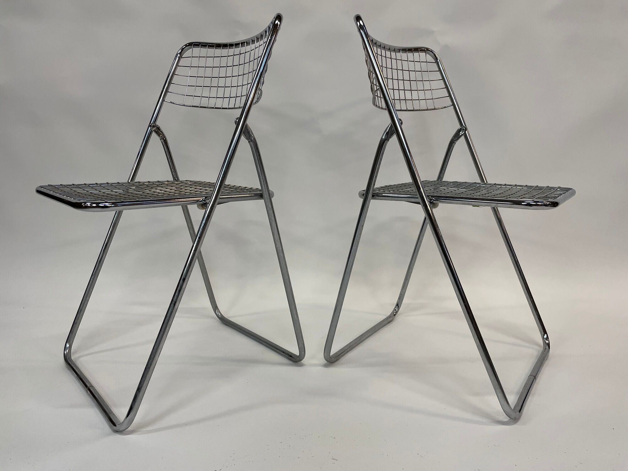 Set of four chrome folding chairs by Niels Gammelgaard for Ikea 1970