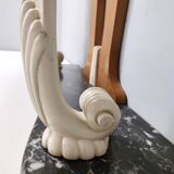 Console en bois avec plateau miroir, style Osvaldo Borsani, Italie