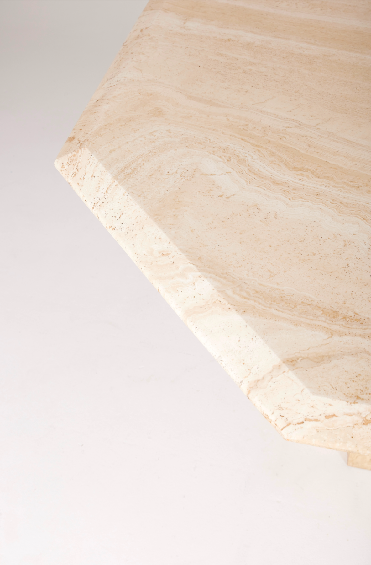 Hexagonal travertine dining table, 1970s