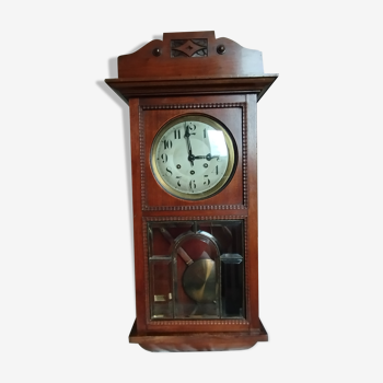 Wooden clock with beveled glass